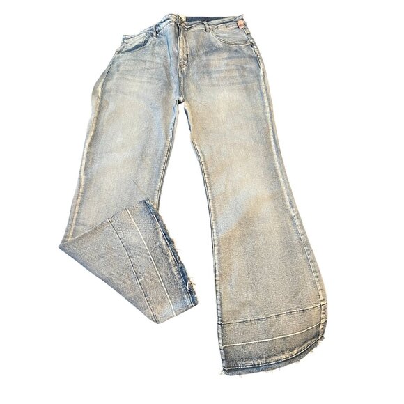Blakeley Blue Flare Romi Tummy control  Jeans 5X Frayed Hem Boho 5XL (26) Tall - Picture 2 of 9